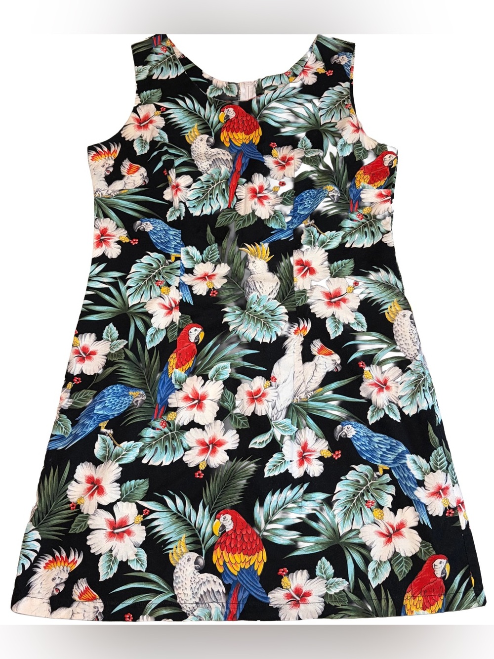 Vintage Pacific Legend Hawaiian Parrot Floral Dress 100% Cotton Women’s M